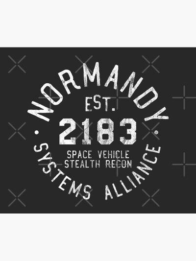 Ssv Normandy Athletic Shirt | Mass Effect Athletic Style | White Print Tapestry Official Mass Effect Merch