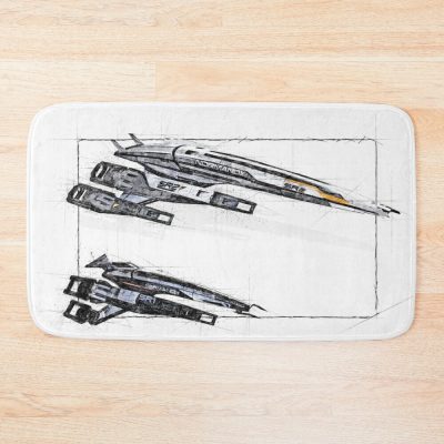 Normandy - Digitally Sketched And Water Colored Bath Mat Official Mass Effect Merch