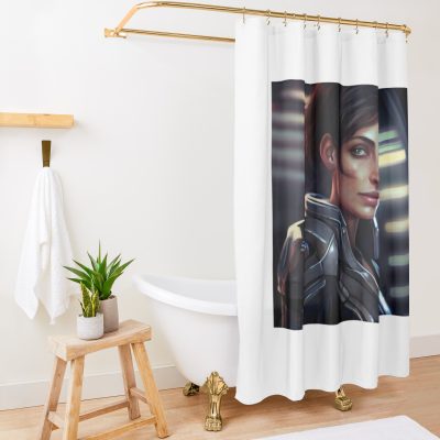 Mass Effect Female Fan Art Shower Curtain Official Mass Effect Merch