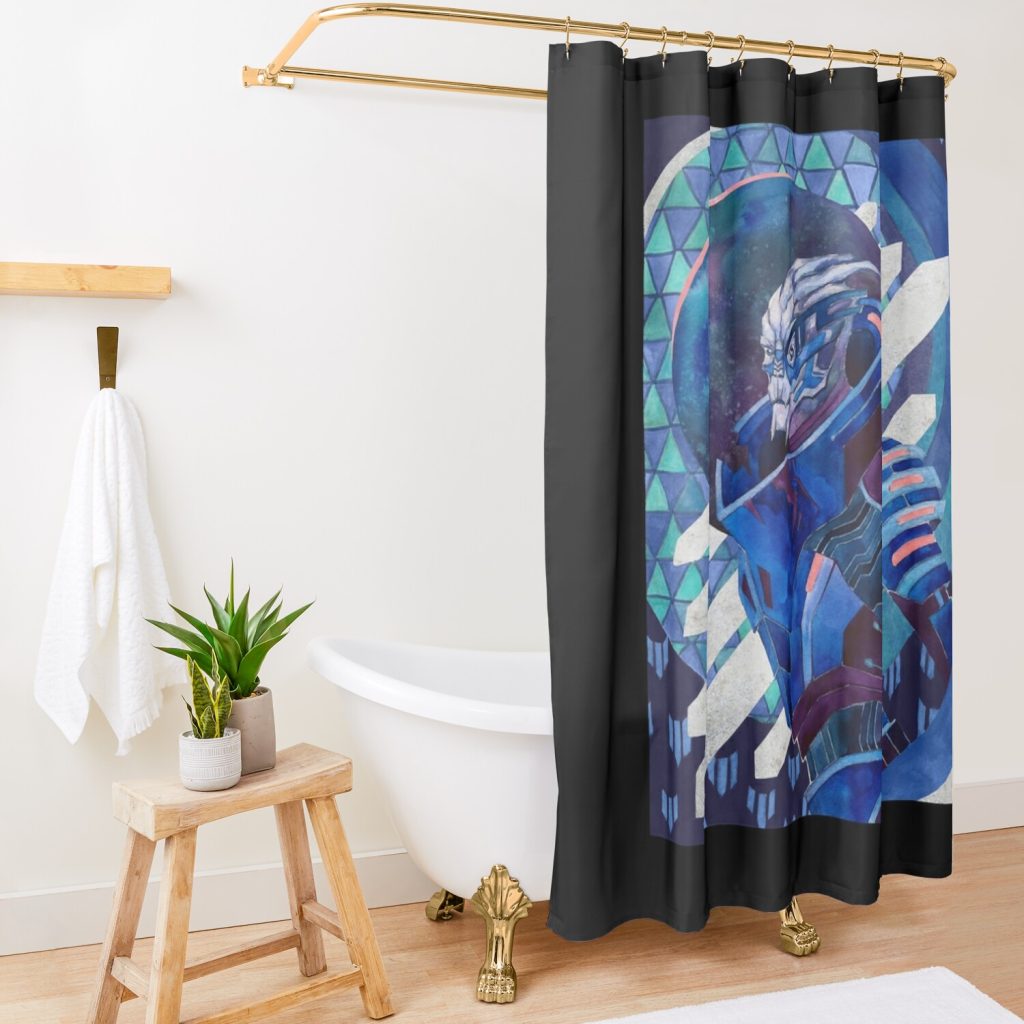 Who Loves Music And Garrus Vakarian Photographic Style Shower Curtain Official Mass Effect Merch